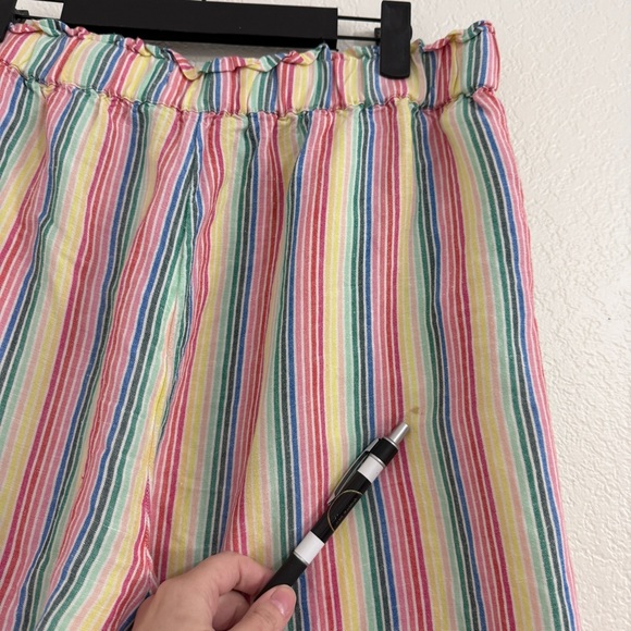 LOFT Large Rainbow Linen Blend Wide Leg Crop Pull On Pants - Picture 5 of 9